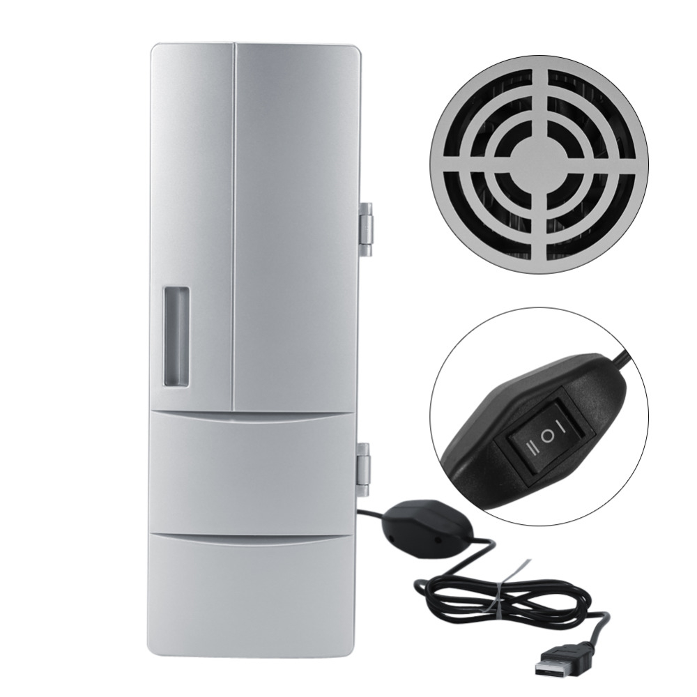 Portable mini USB warm small refrigerator refrigeration system- Silver