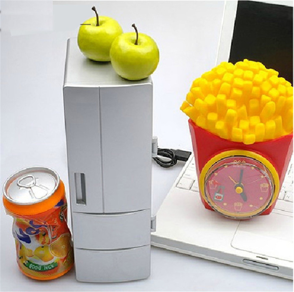 Portable mini USB warm small refrigerator refrigeration system- Silver