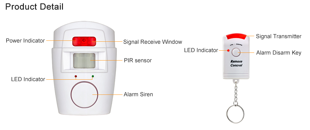 Wireless Home Security Sensor Alarm - White