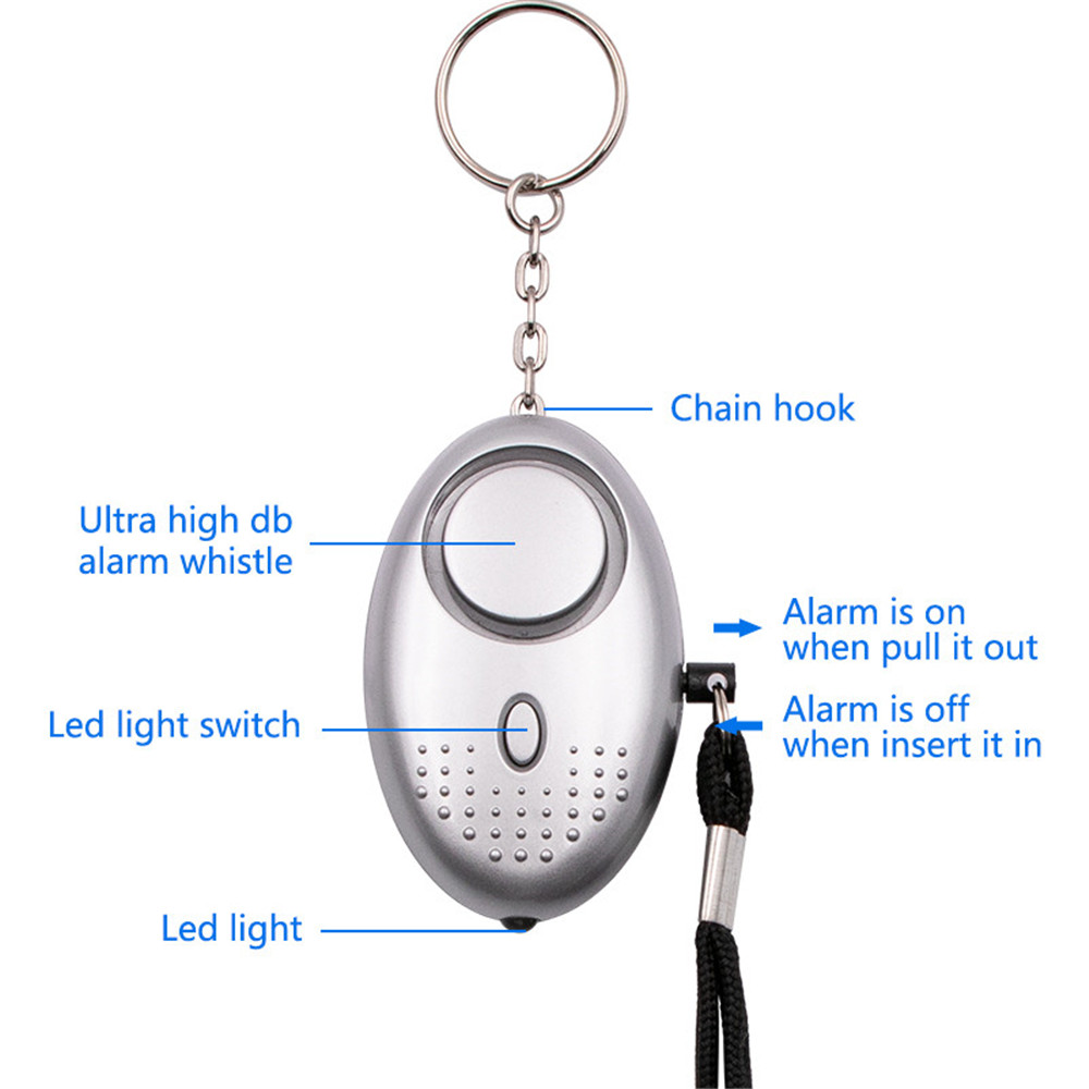 Personal Security Alarm with Keychain 130db Emergency - Silver