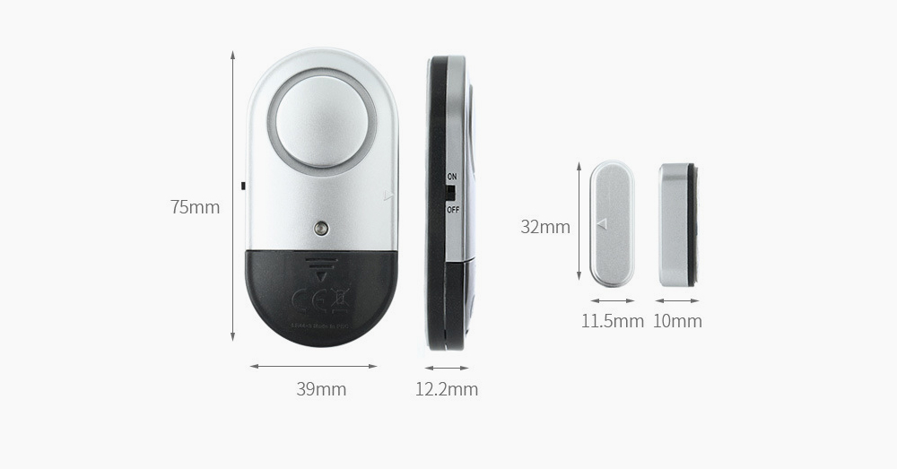 Home Magnetic Door Window Sensor Alarm- Silver