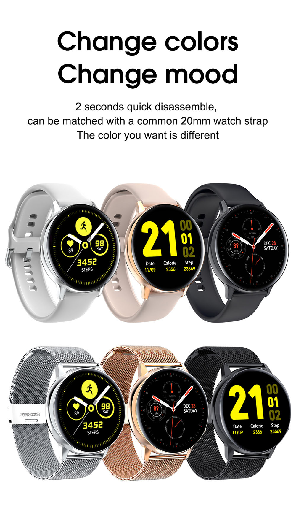 S30 Smart Watch - Black Silicone Band