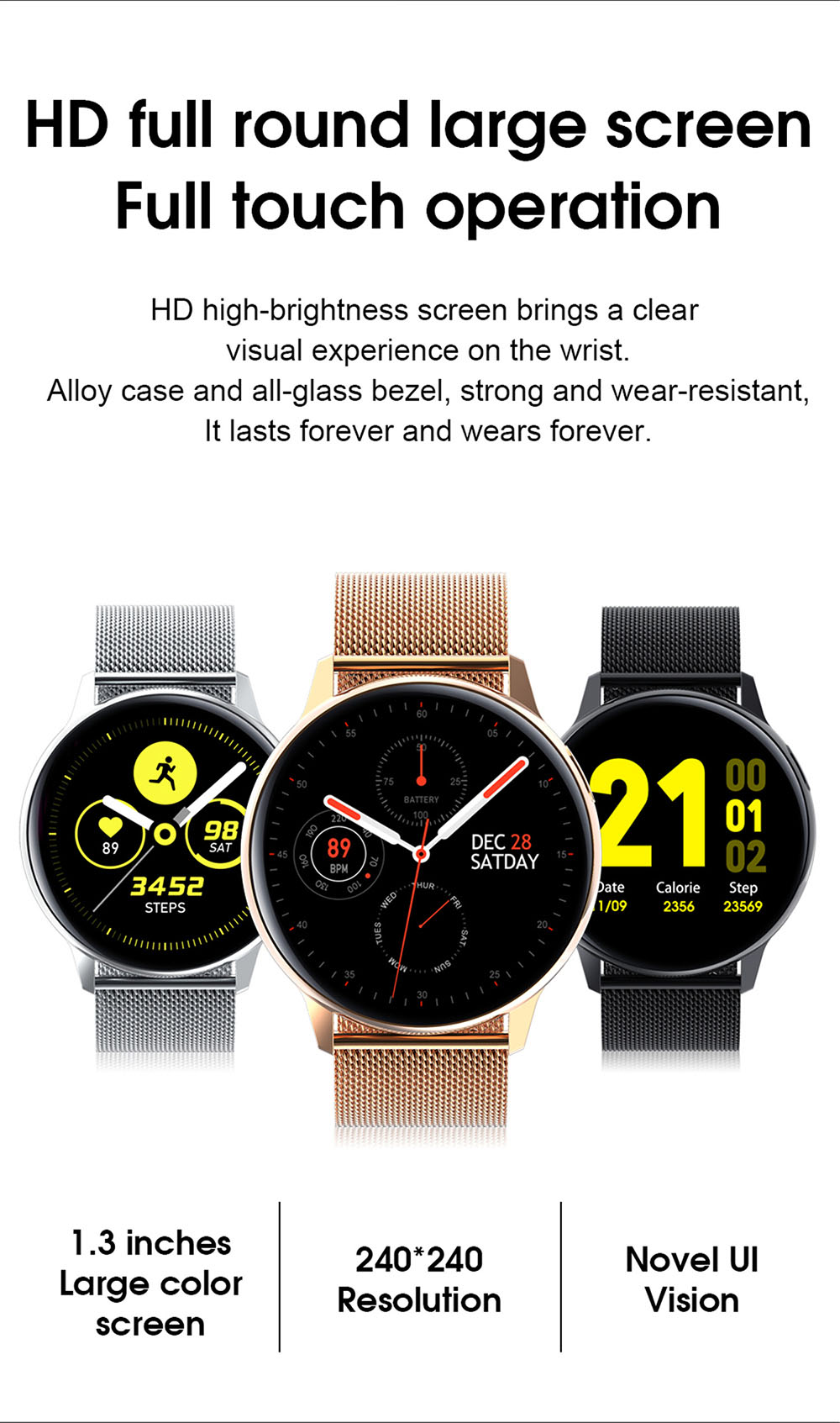 S30 Smart Watch - Black Silicone Band