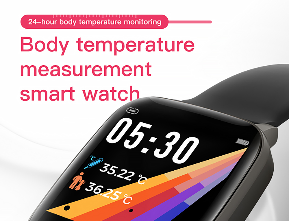 DT29 Thermometer Bracelet Temperature Smartwatch Fitness Tracker Multi Sports Model Watch Face Smart Watch with Medical Grade Chip - Black