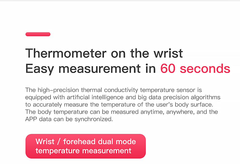 DT29 Thermometer Bracelet Temperature Smartwatch Fitness Tracker Multi Sports Model Watch Face Smart Watch with Medical Grade Chip - Black